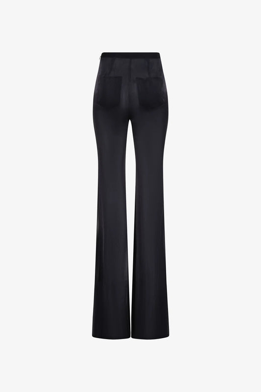 BLACK FITTED FLARED PANTS