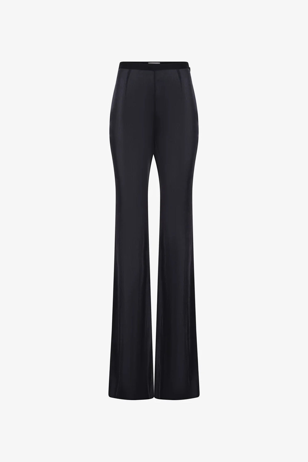 BLACK FITTED FLARED PANTS