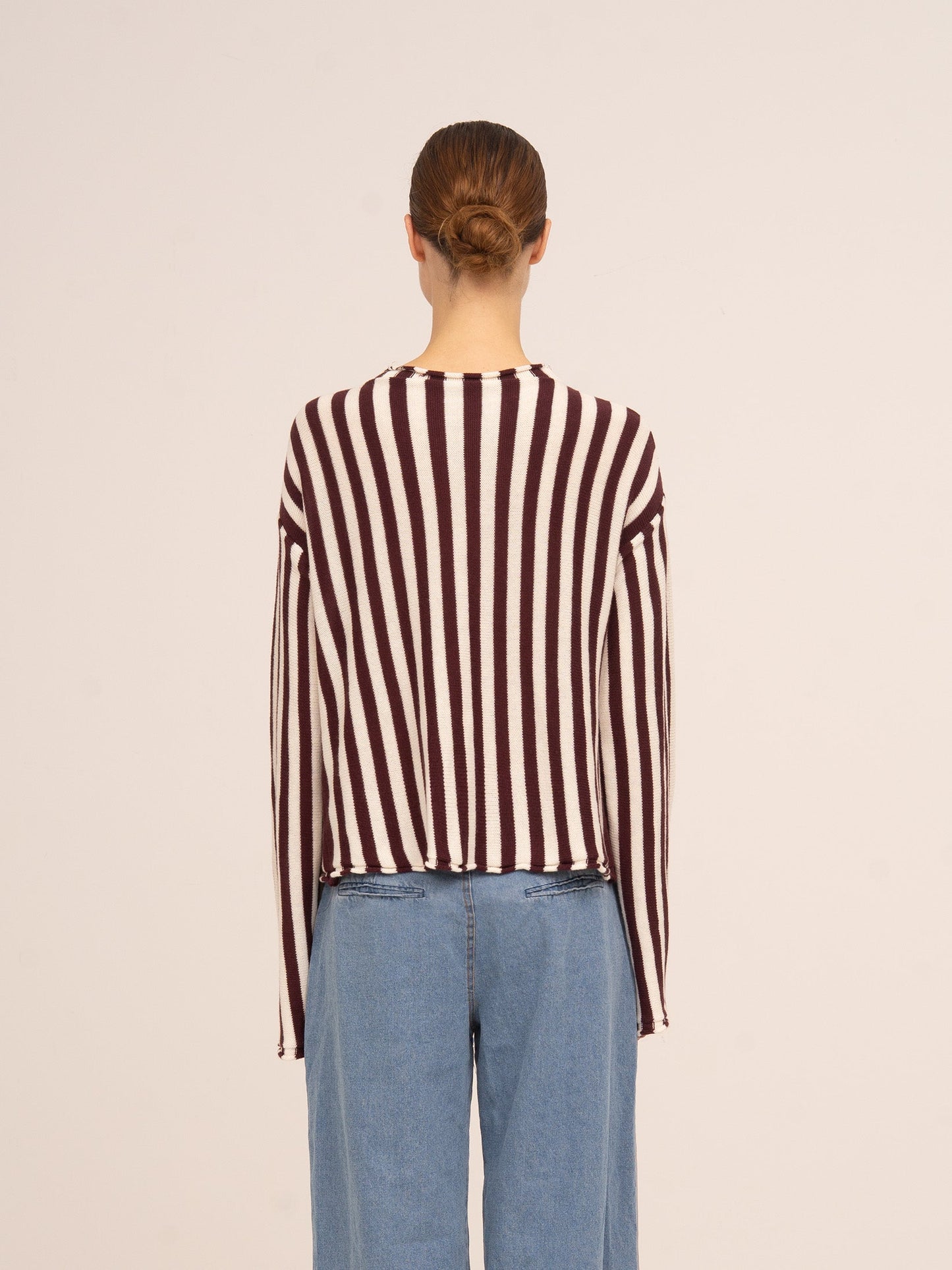 Deal Burgundy Striped Knit Cardigan
