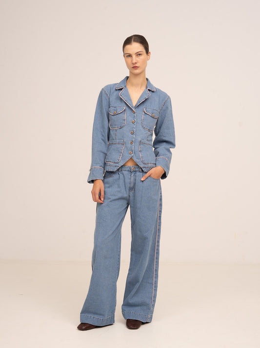 Flash Denim Fitted Denim Jacket