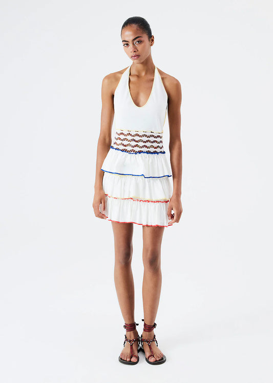 FLODY - Halterneck Mini Dress with Multicolor Piping