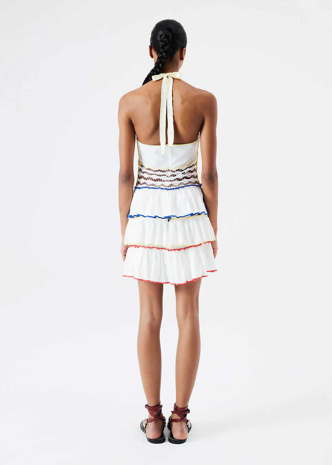 FLODY - Halterneck Mini Dress with Multicolor Piping