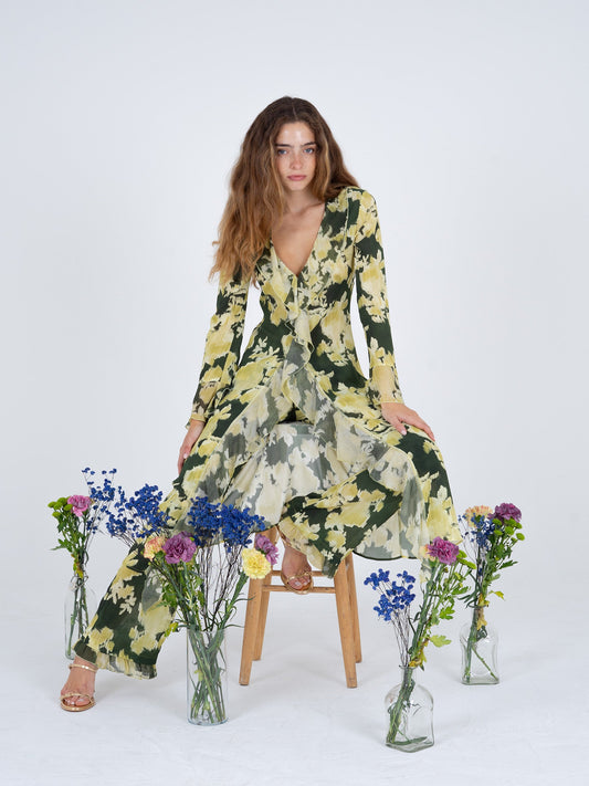 Lime Lagoon Flower Print Pants