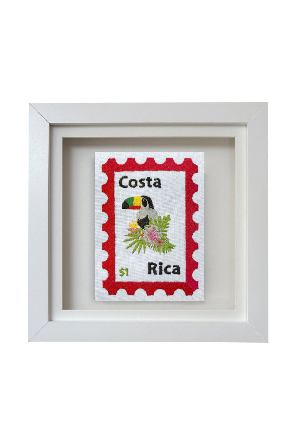 Costa Rica Embroidered Postcard Artwork