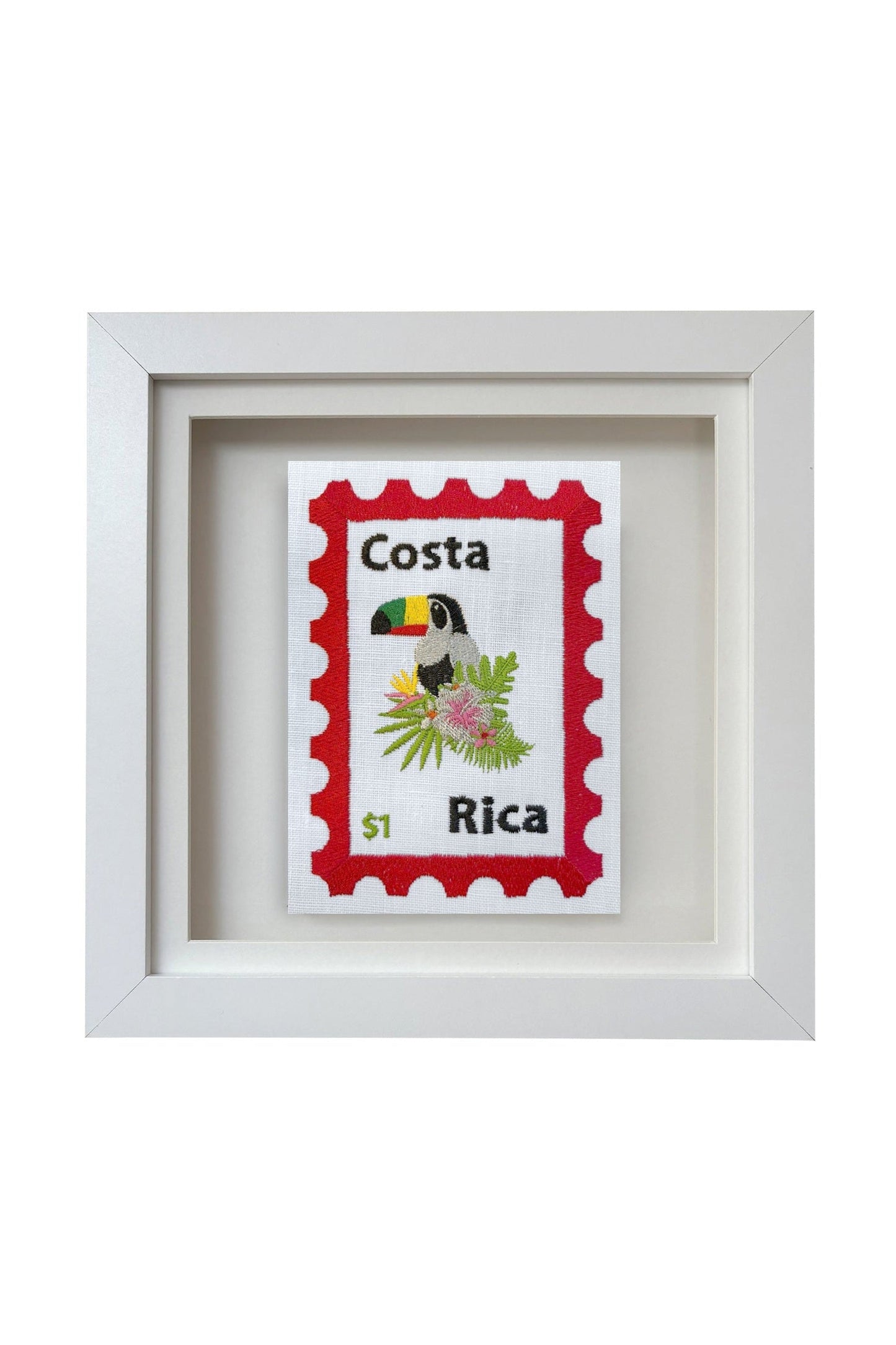 Costa Rica Embroidered Postcard Artwork