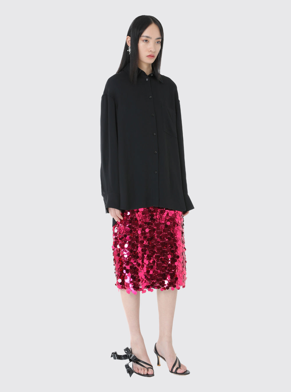 Neon Pink Sequins Skirt