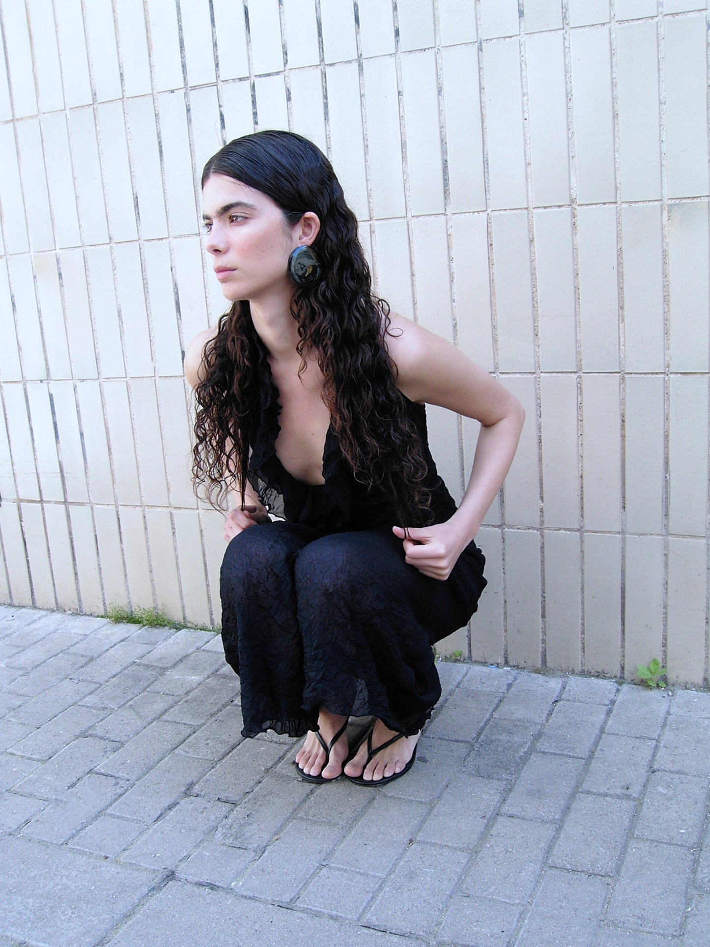 Oval Earrings Black