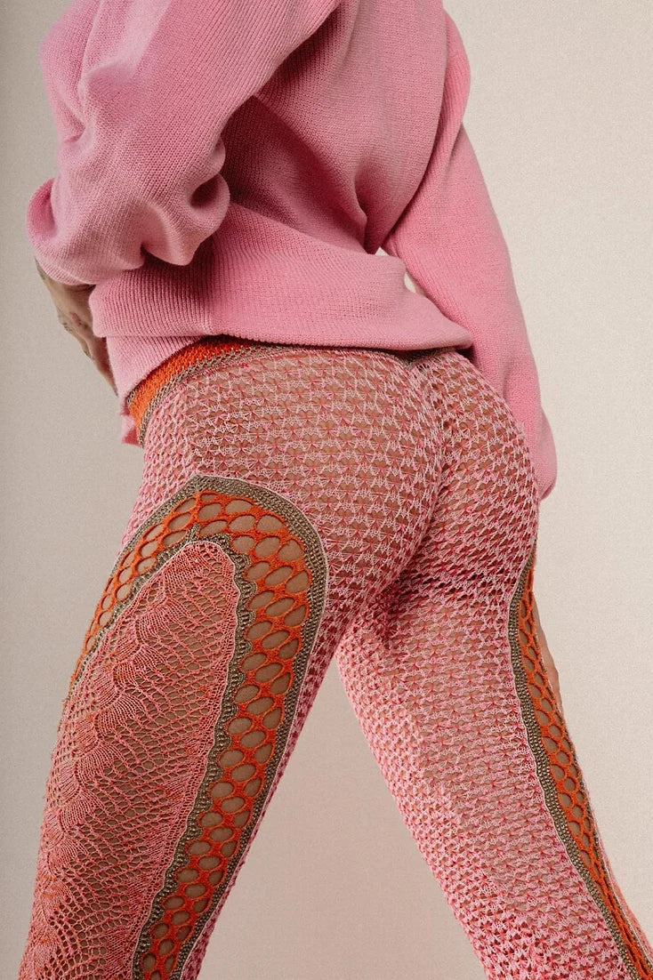 Flared knit trousers - Pink