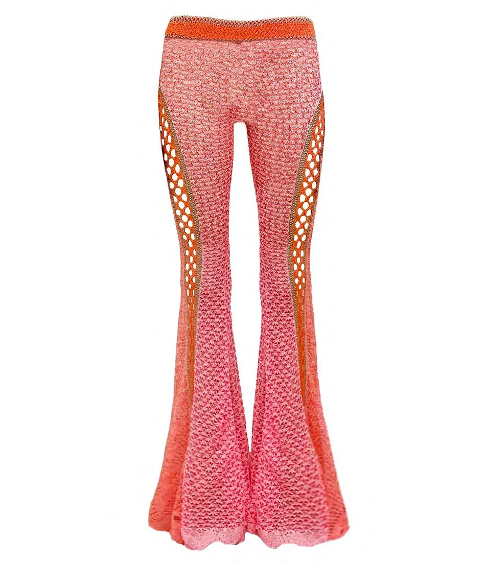 Flared knit trousers - Pink