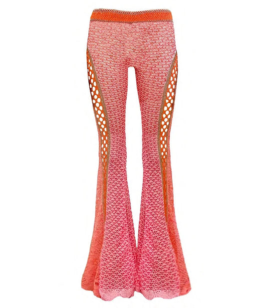 Flared knit trousers - Pink