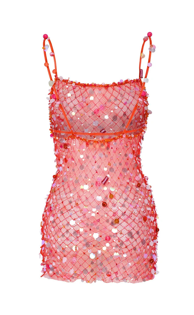 FISHNET MINI DRESS - PINK