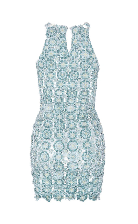 DENIM ANGEL MINI DRESS - BLUE