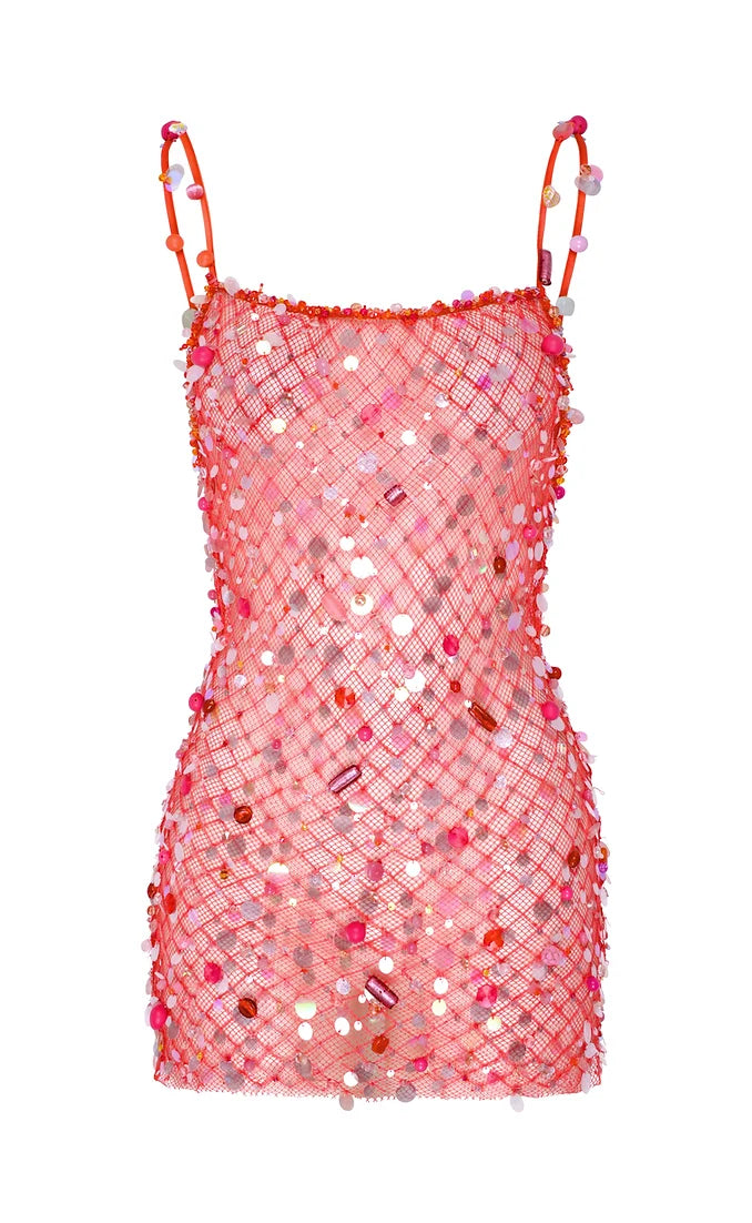 FISHNET MINI DRESS - PINK