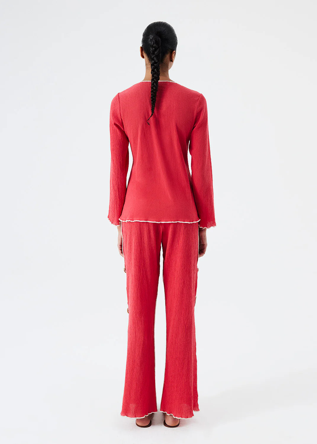 MALAIKA - Crinkled Cotton Red Pants