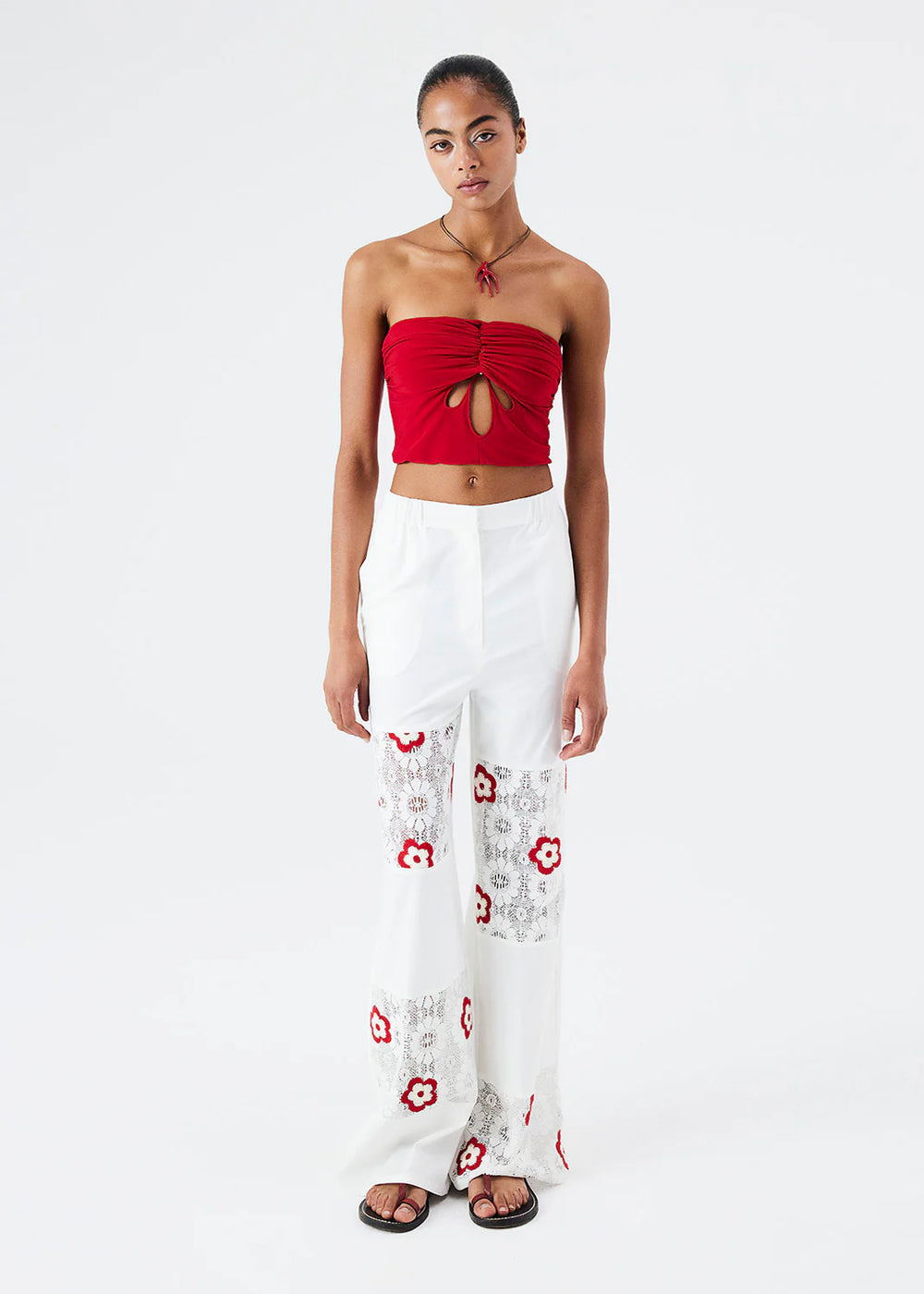 Previous Next   BLOMEN - Pants with Floral Applique and Lace