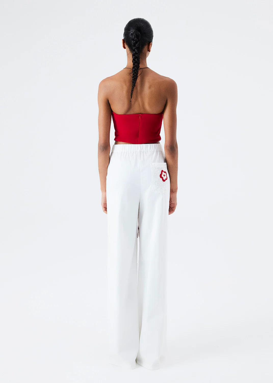 Previous Next   BLOMEN - Pants with Floral Applique and Lace