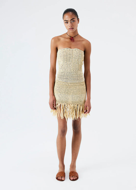 POZA - Raffia Strapless Mini Dress