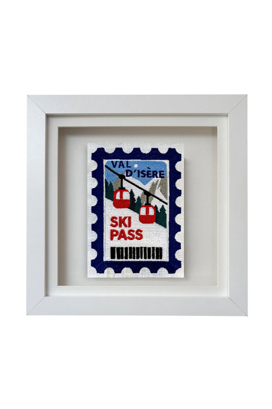 Val D'isere Embroidered Postcard Artwork