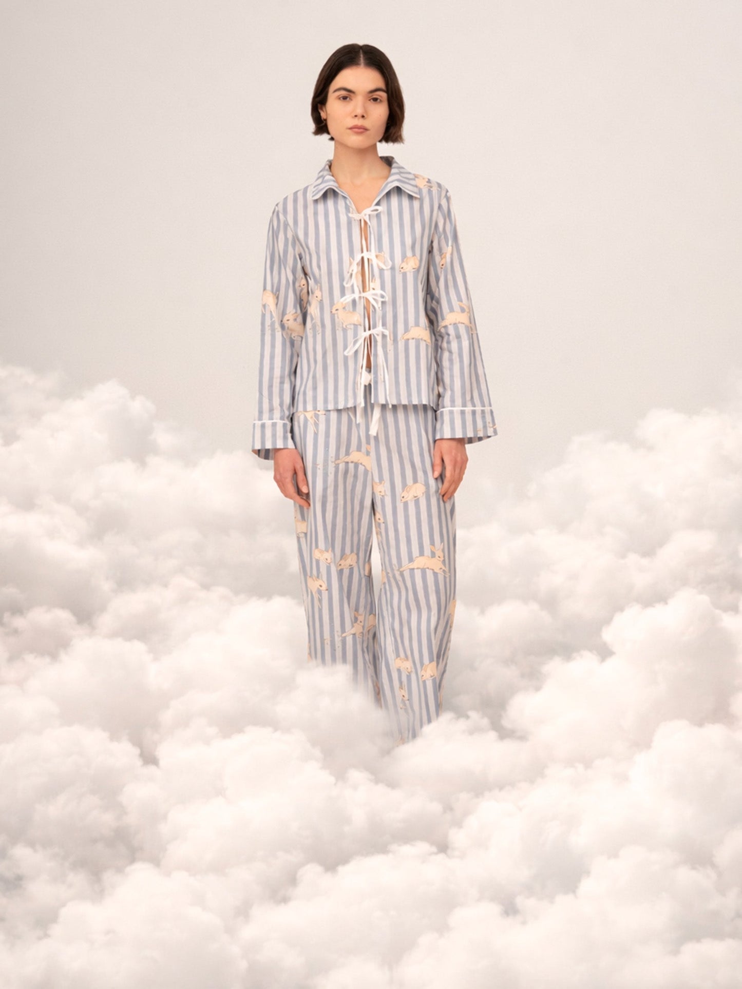 Striped Bambi Blue Print Pyjama Shirt