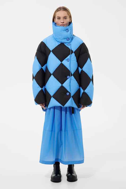 DIAMOND COZY QUEEN JACKET MICRO BRIGHT BLUE+MICRO BLACK