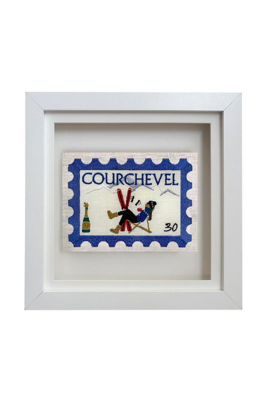Courchevel Embroidered Postcard Artwork