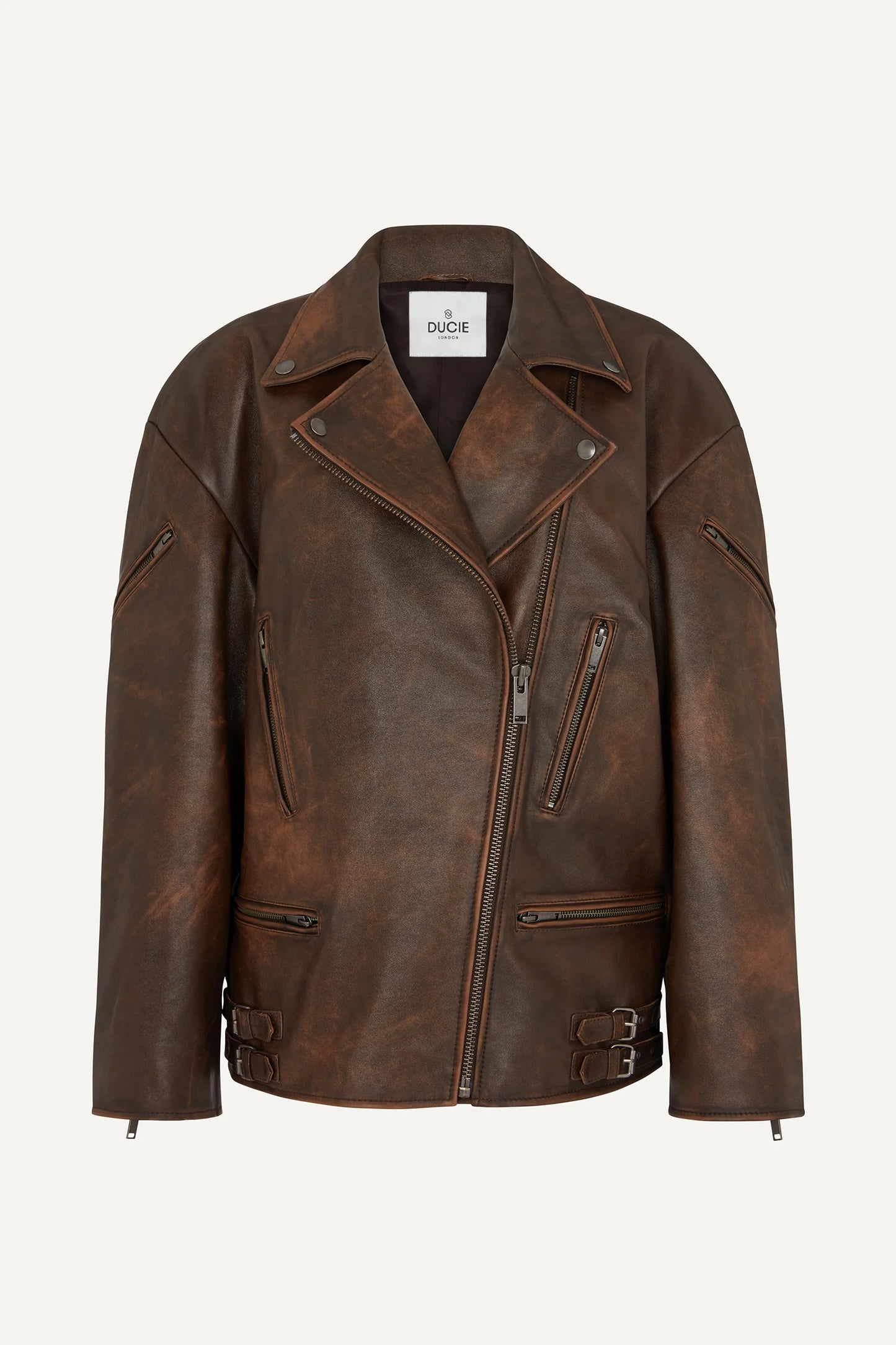 SAMANTHA DISTRESSED LEATHER BIKER JACKET