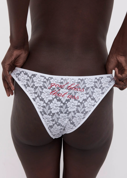 GOD BLESS THAT ASS LACE BRIEF