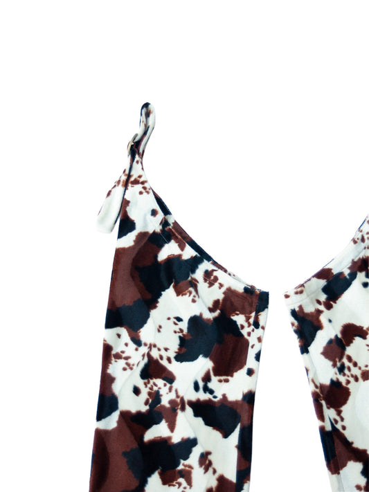 DALLAS CHAPS IN COW PATTERN FAKE FUR