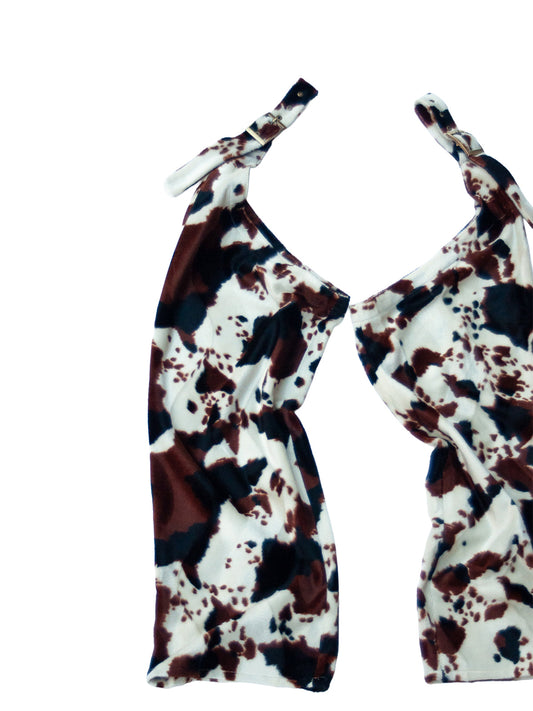 DALLAS CHAPS IN COW PATTERN FAKE FUR