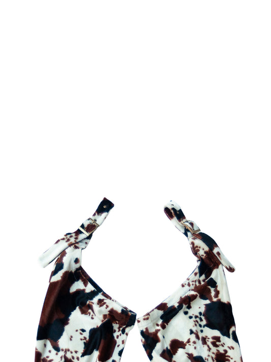 DALLAS CHAPS IN COW PATTERN FAKE FUR
