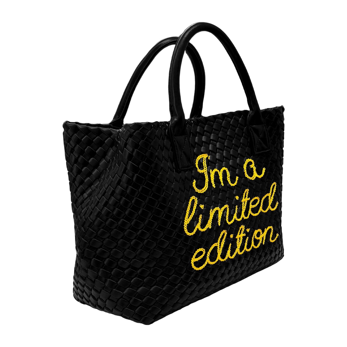 Yellow limited edition Lilly Loves handbag with top handle and gold accents, stylish accessory for fashion-forward looks.