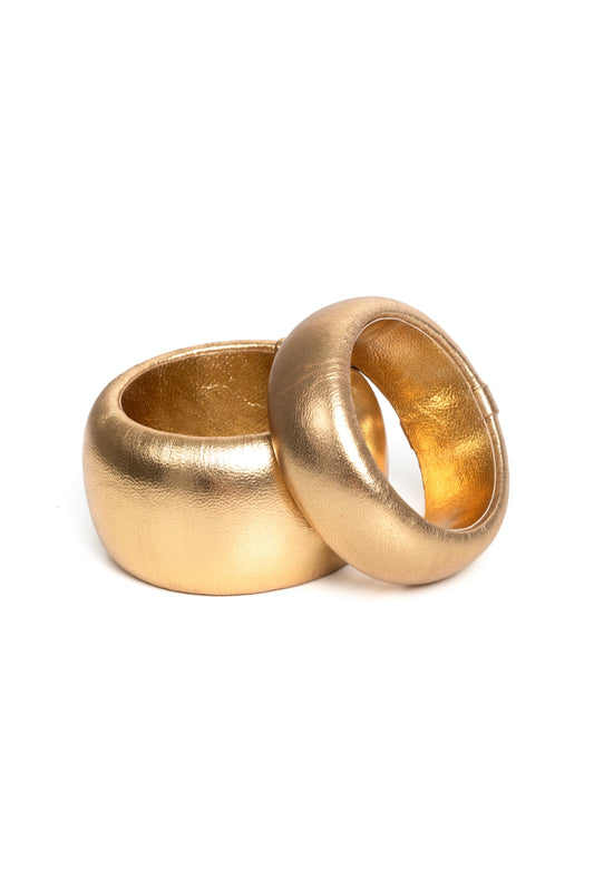 Leather Chunk Bracelet Gold