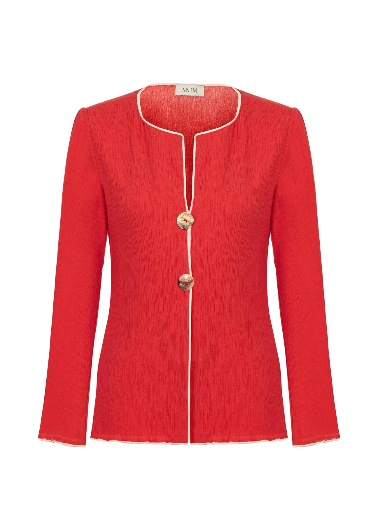 MALAIKA - Crinkled Cotton Red Shirt