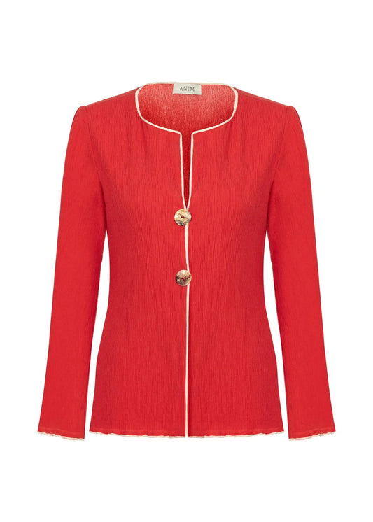 MALAIKA - Crinkled Cotton Red Shirt