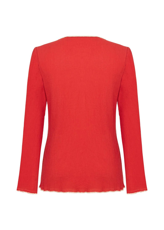 MALAIKA - Crinkled Cotton Red Shirt