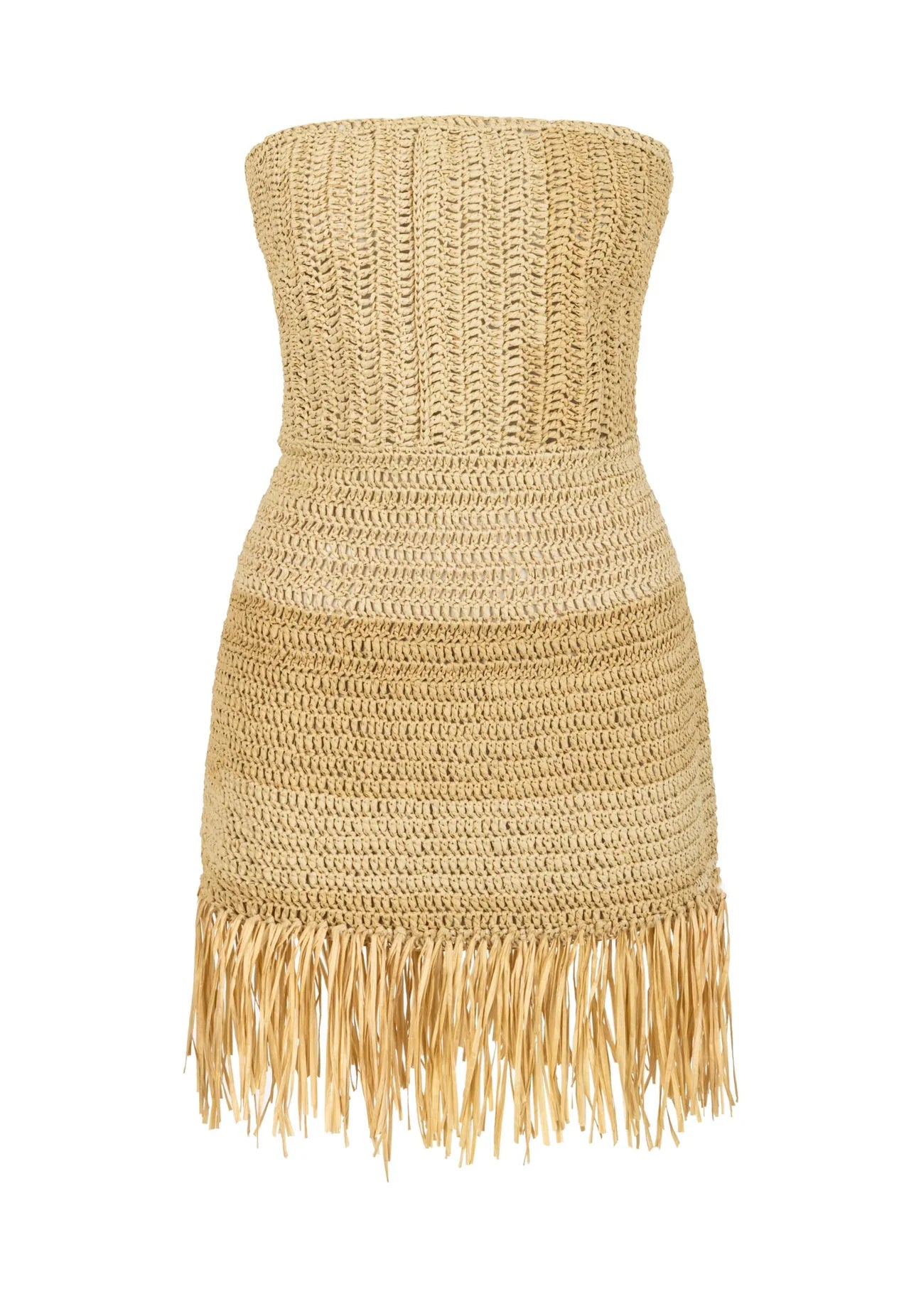 POZA - Raffia Strapless Mini Dress
