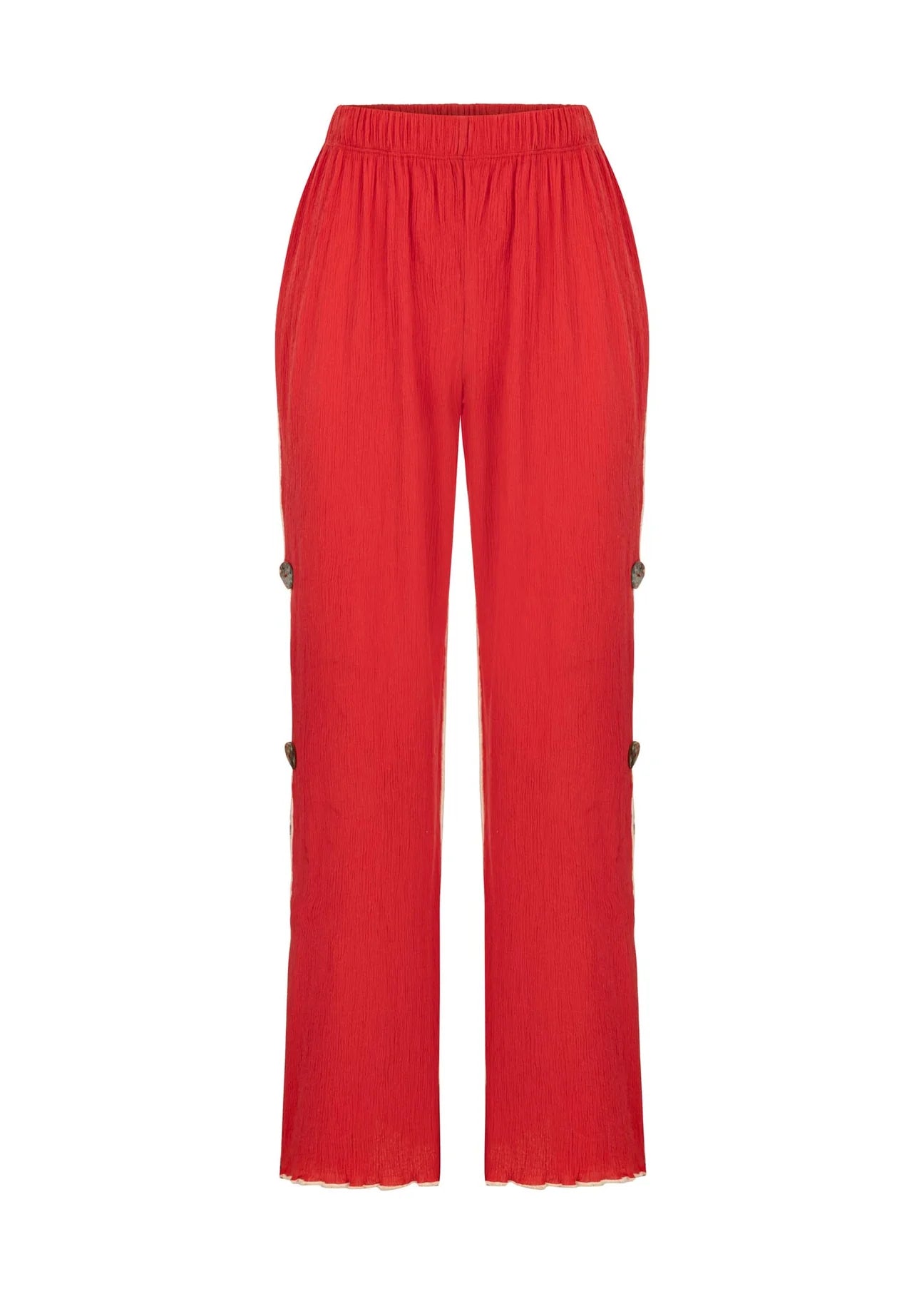 MALAIKA - Crinkled Cotton Red Pants
