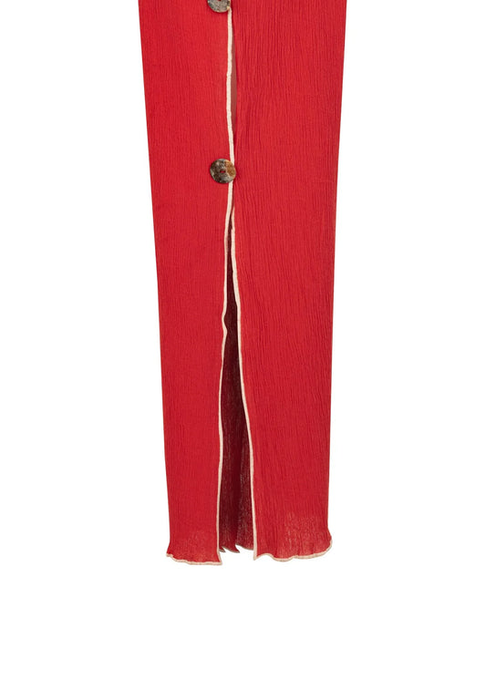 MALAIKA - Crinkled Cotton Red Pants