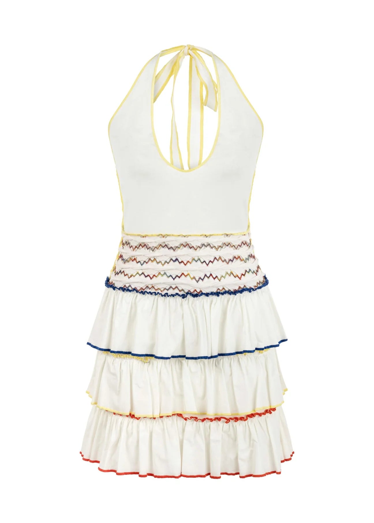 FLODY - Halterneck Mini Dress with Multicolor Piping