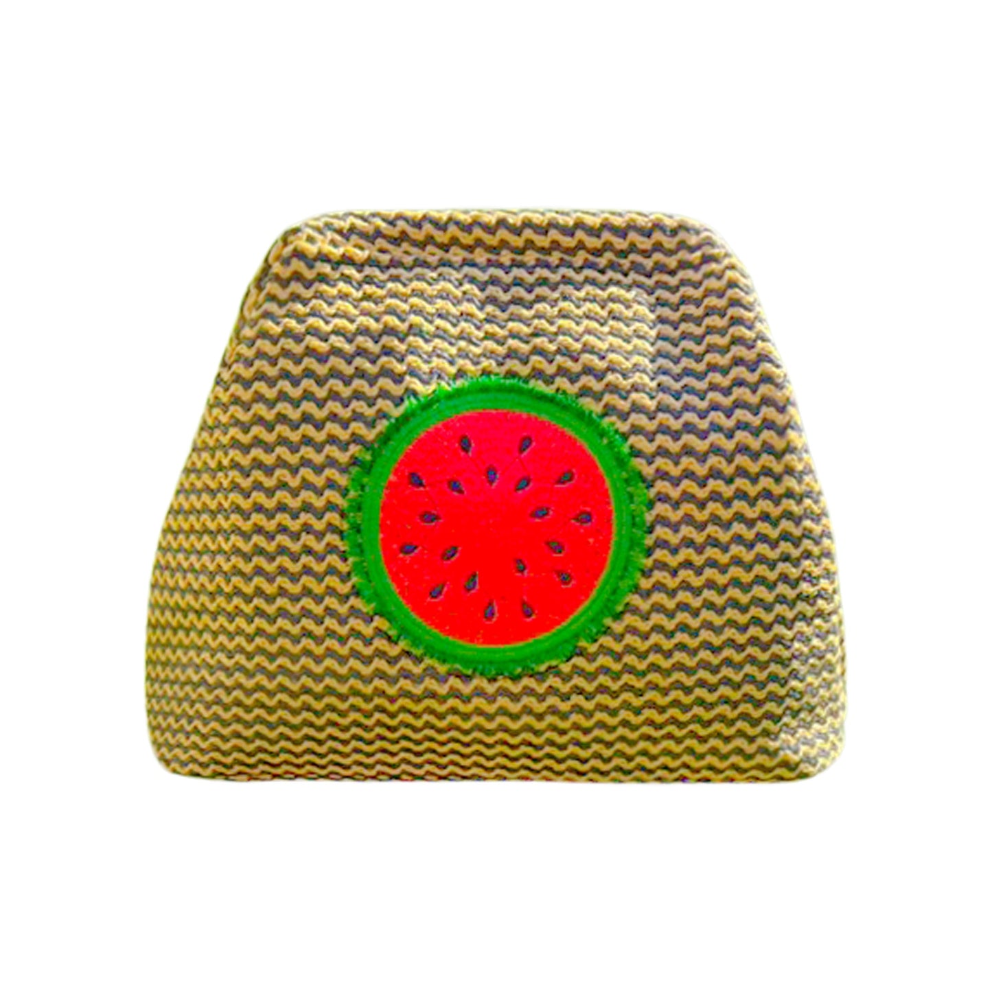 Lilly Loves fluffy watermelon pouch bag, soft plush clutch with vibrant watermelon design , perfect for small essentials.