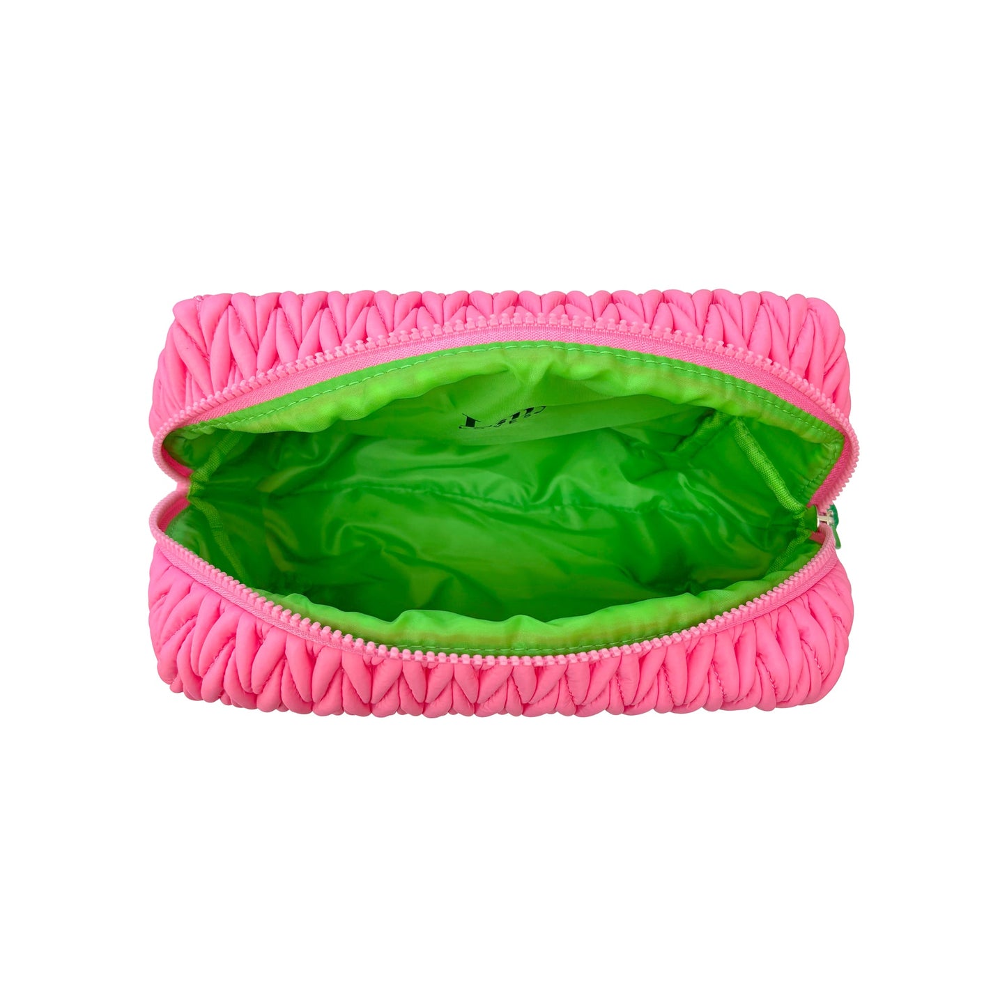 Pink LillyLovesLTD cosmetic wash bag with zipper closure, designed for makeup and toiletries storage.