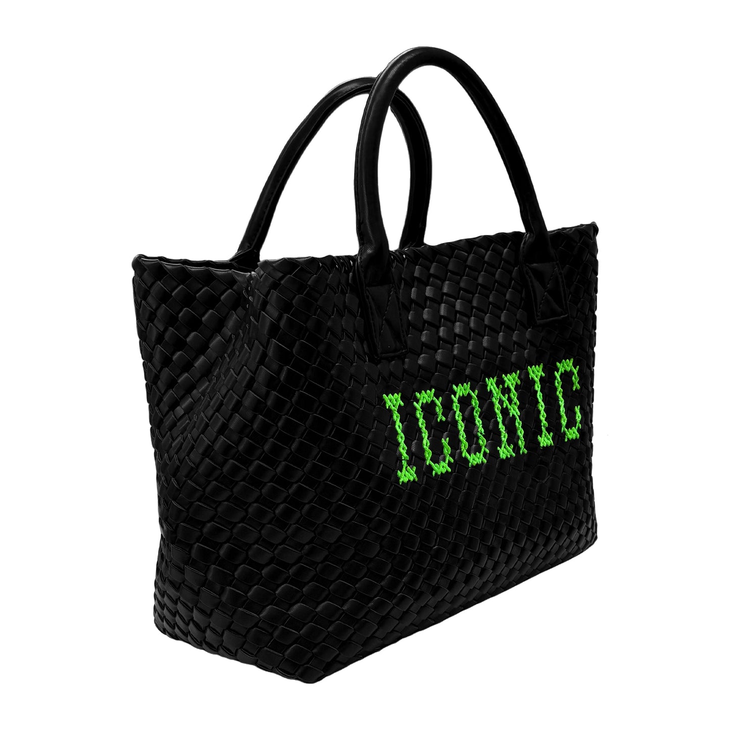 Lilly Loves Iconic Vegan Stitched Handbag with top handle and stitched detailing, made from eco-friendly vegan material.