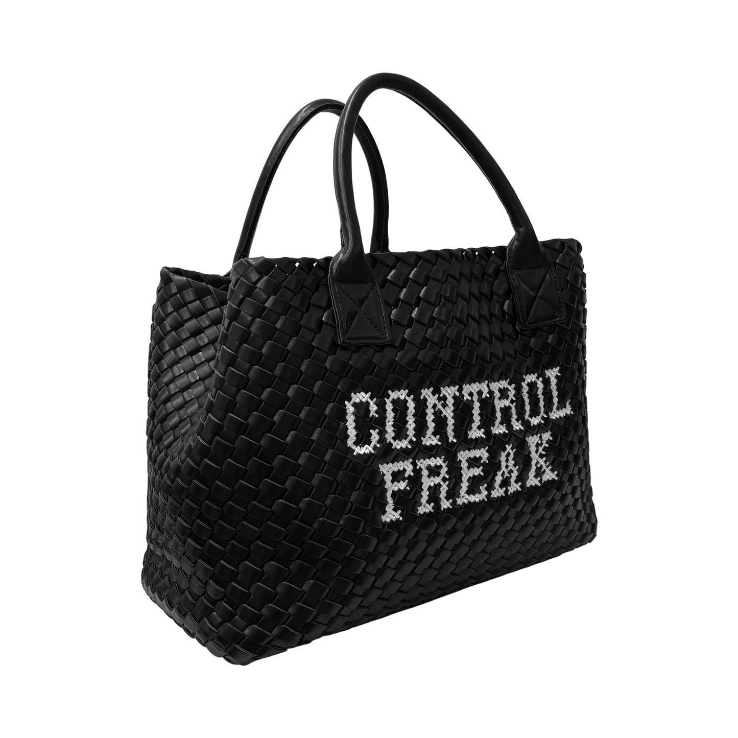 Lilly Loves Control Freak embroidered handbag featuring intricate embroidery and a stylish design, crafted from durable material.