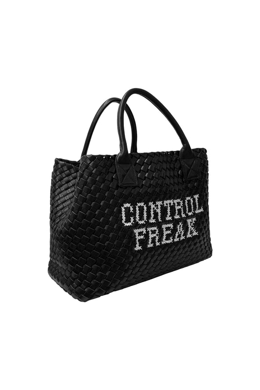 Lilly Loves Control Freak embroidered handbag featuring intricate embroidery and a stylish design, crafted from durable material.