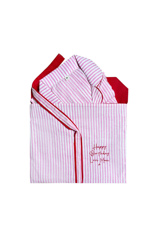 Pink Stripe Kimono Robe