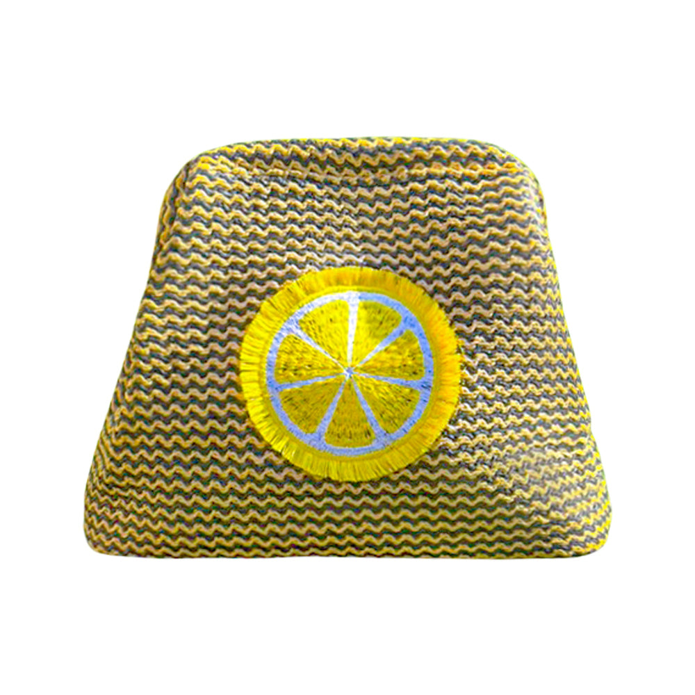 Lilly Loves fluffy lemon pouch clutch bag with soft plush texture and vibrant yellow color, ideal for accessories or small essentials.