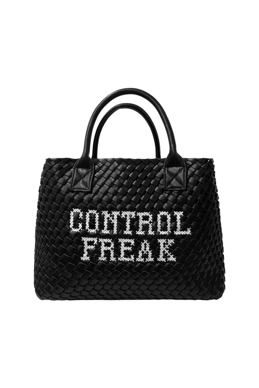 Lilly Loves Control Freak embroidered handbag with stylish design, top handles, and spacious interior for everyday essentials.