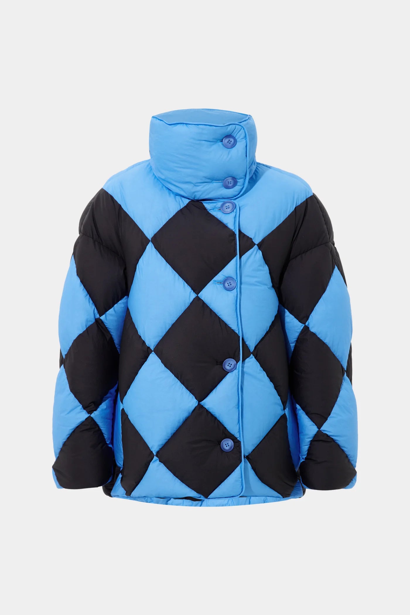 DIAMOND COZY QUEEN JACKET MICRO BRIGHT BLUE+MICRO BLACK