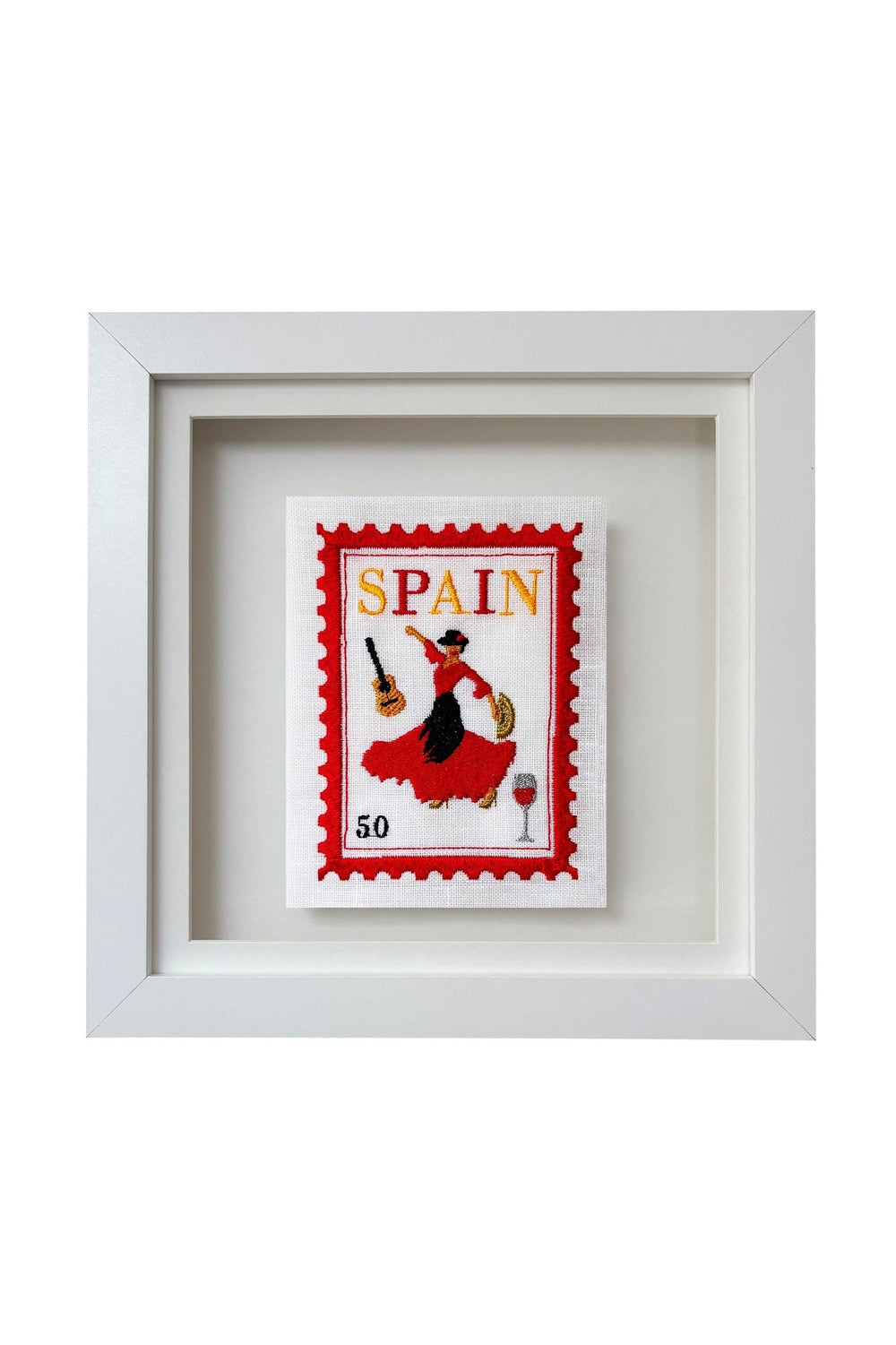 Postage Stamp Embroidery Artwork, Spain