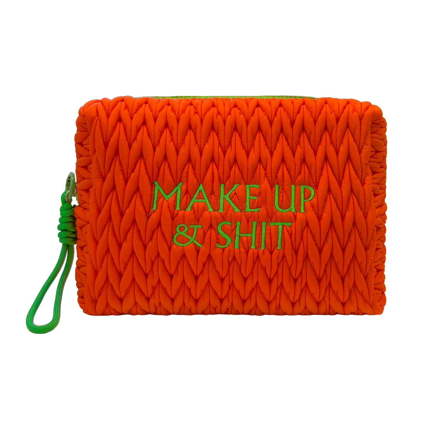 Orange LillyLovesLTD cosmetic bag for makeup and toiletries, featuring a stylish wash bag with a zipper closure.